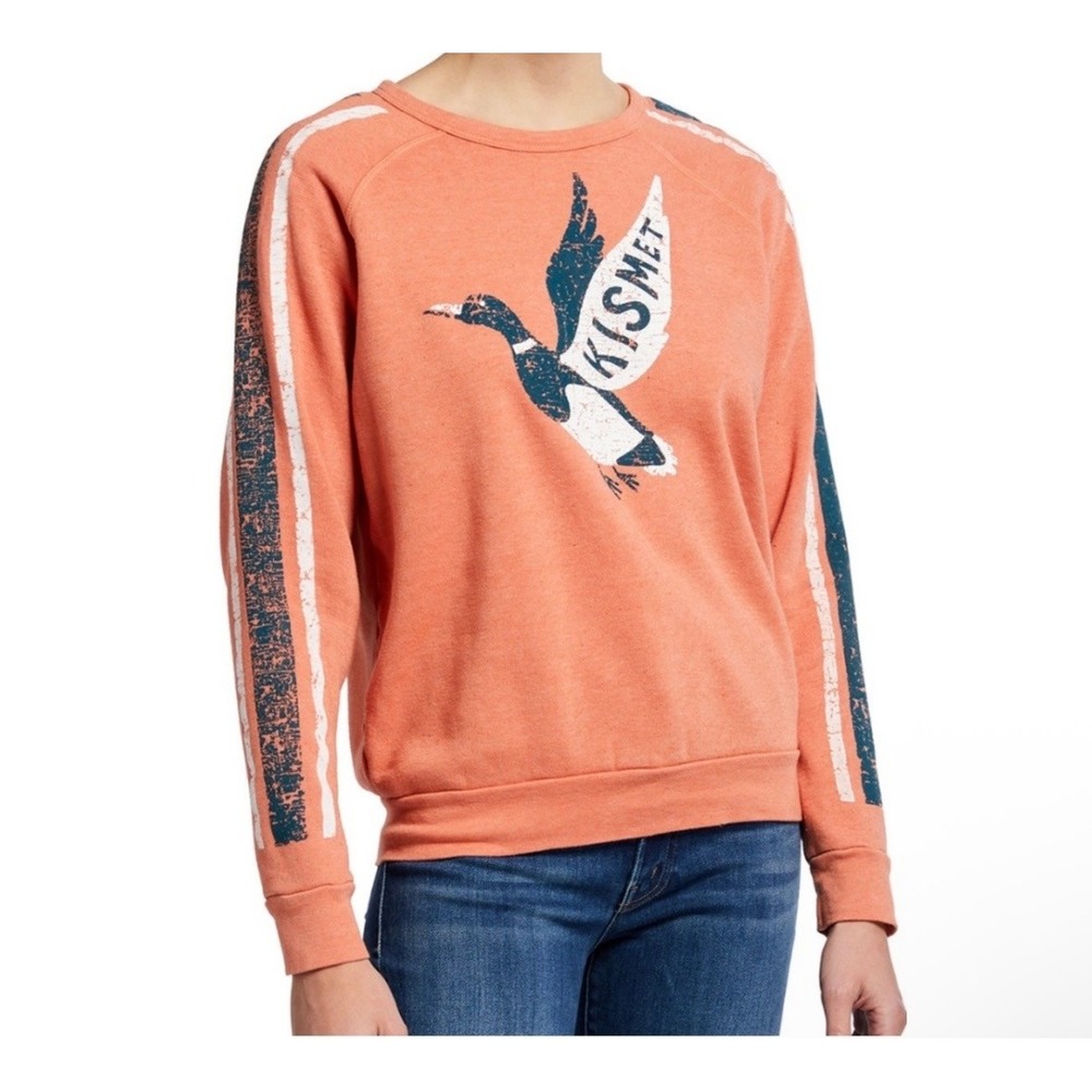 Mother The Hugger Kismet Mallard Duck Raglan Sweatshirt Orange XL